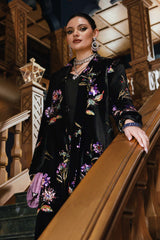 Maria.B - Winter Luxe Collecton - Velvet Suit - Black and Purple - WL#1306