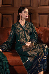 Maria B  - Winter Luxe Collecton -  Velvet Suit - Emerald Green - WL#1302